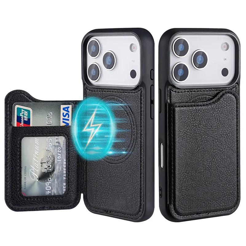 Leather Wallet Card Holder Phone Cover - Магнитный кожаный чехол-кошелек с держателем для